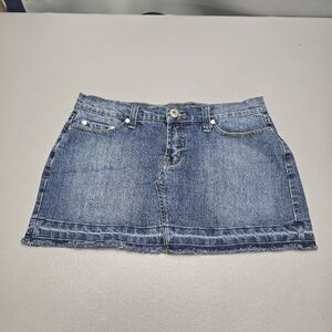 Blue pointe blue denim jean mini skirt with embellished pockets juniors size 11